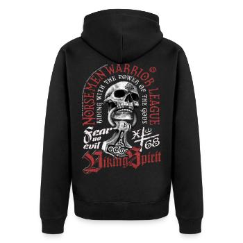 Norsemen League - Unisex Premium Bio Zip Hoodie - Schwarz - Hinten - Nico (187cm)