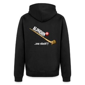 Alphorn Suisse était söscht - Veste à capuche bio Premium Unisexe - noir - Dos - Nico (187cm)