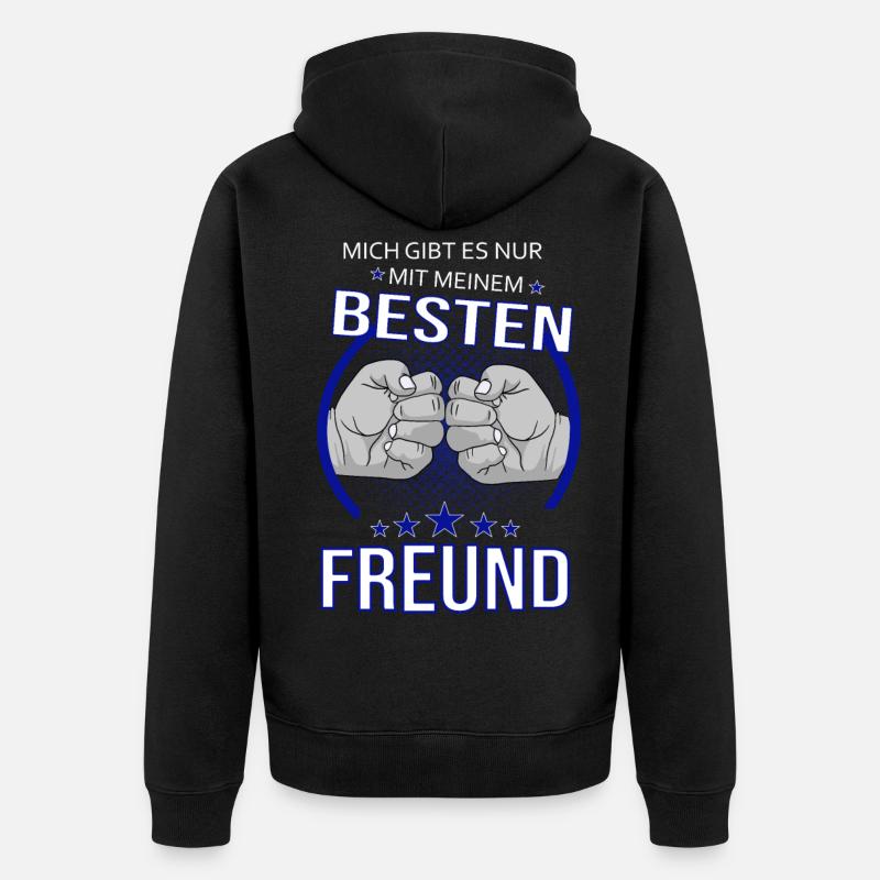 Nur mit bestem Freund - Unisex Premium Bio Zip Hoodie - Schwarz
