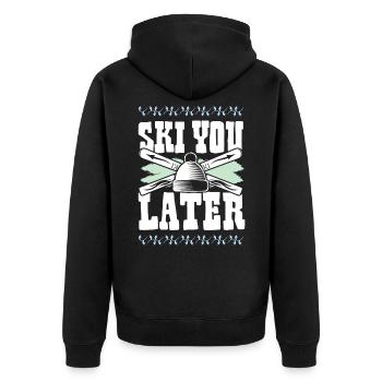 ski skiing - Unisex Premium Organic Zip Hoodie - black - Back - Nico (187cm)