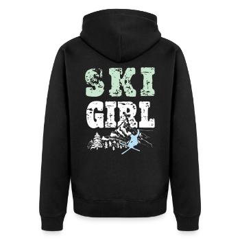 Ski Girl - Unisex Premium Organic Zip Hoodie - black - Back - Nico (187cm)