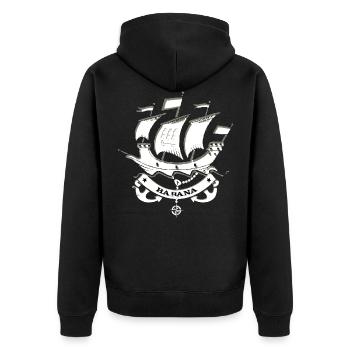 Havanna - Cuba - Unisex Premium Bio Zip Hoodie - Schwarz - Hinten - Nico (187cm)