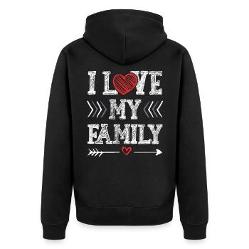 J’aime ma famille - Veste à capuche bio Premium Unisexe - noir - Dos - Nico (187cm)