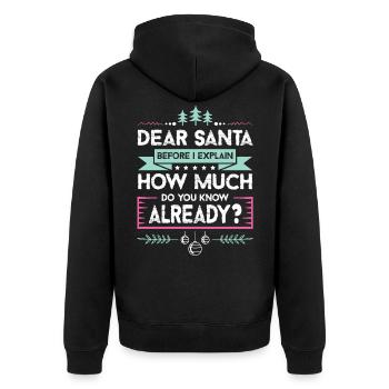 Dear Santa - Unisex Premium Organic Zip Hoodie - black - Back - Nico (187cm)