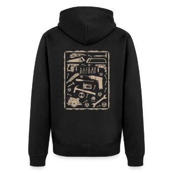 Outils avec cadre vintage - Veste à capuche bio Premium Unisexe - noir - Dos - Nico (187cm)
