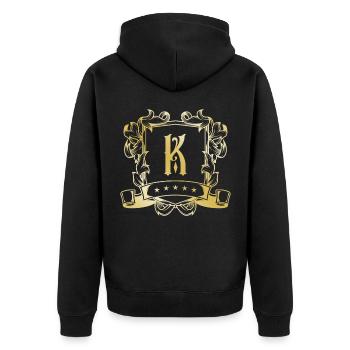 K letter gold - Unisex Premium Organic Zip Hoodie - black - Back - Nico (187cm)