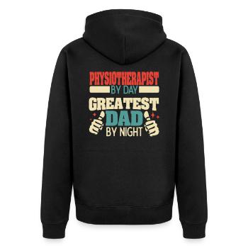 Physiothérapeute le jour, plus grand papa la nuit - Veste à capuche bio Premium Unisexe - noir - Dos - Nico (187cm)