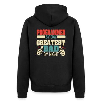 Programmer by day, greatest dad by night - Unisex Premium Organic Zip Hoodie - black - Back - Nico (187cm)