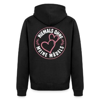 Niemals ohne meine Mädels - Unisex Premium Bio Zip Hoodie - Schwarz - Hinten - Nico (187cm)