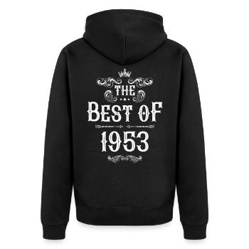 1953 best of - Unisex Premium Bio Zip Hoodie - Schwarz - Hinten - Nico (187cm)