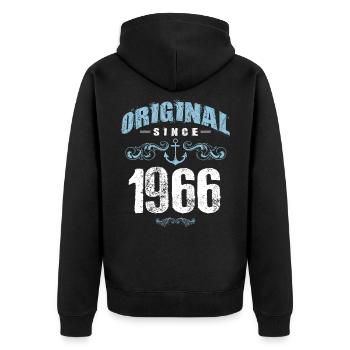 1966 original since - Unisex Premium Bio Zip Hoodie - Schwarz - Hinten - Nico (187cm)