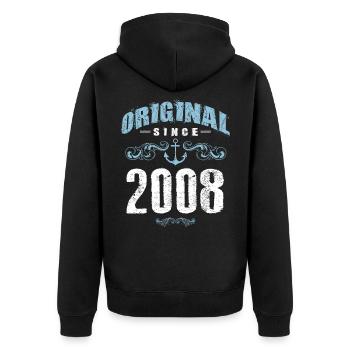 2008 original since - Unisex Premium Organic Zip Hoodie - black - Back - Nico (187cm)