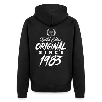 1983 limited edition - Unisex Premium Organic Zip Hoodie - black - Back - Nico (187cm)