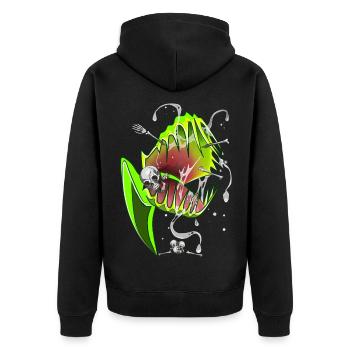 Botanical Shirt Carnivorous Plants Venus Flytrap - Unisex Premium Bio Zip Hoodie - Schwarz - Hinten - Nico (187cm)