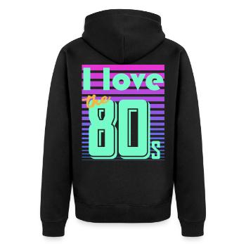 neon retro - Unisex Premium Bio Zip Hoodie - Schwarz - Hinten - Nico (187cm)