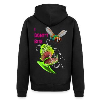I DONT'T BITE - Unisex Premium Bio Zip Hoodie - Schwarz - Hinten - Nico (187cm)