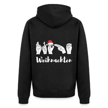 Frohe Weihnachten in Gebärdensprache - Unisex Premium Bio Zip Hoodie - Schwarz - Hinten - Nico (187cm)