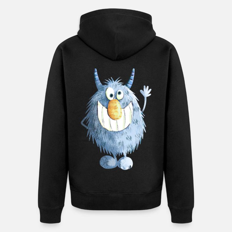 Monstre grimaçant bleu - Veste à capuche bio Premium Unisexe - noir