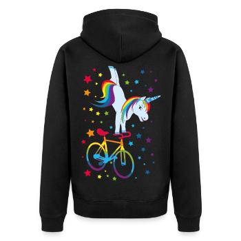 Cyclisme artistique, cyclisme artistique, cyclisme en salle, licorne - Veste à capuche bio Premium Unisexe - noir - Dos - Nico (187cm)
