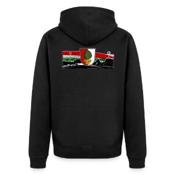 Augsburg Rosenau - Unisex Premium Bio Zip Hoodie - Schwarz - Hinten - Nico (187cm)