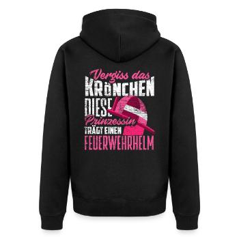 Frauen Feuerwehrfrau Feuerwehr - Unisex Premium Bio Zip Hoodie - Schwarz - Hinten - Nico (187cm)