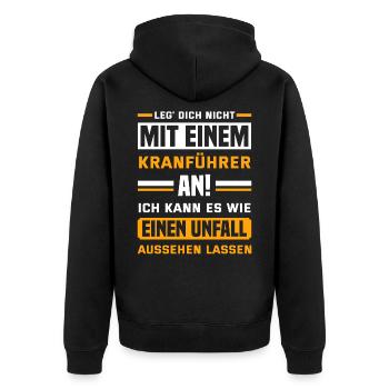 Kran Kranfahrer Kranführer Bauarbeiter Geschenk - Unisex Premium Bio Zip Hoodie - Schwarz - Hinten - Nico (187cm)