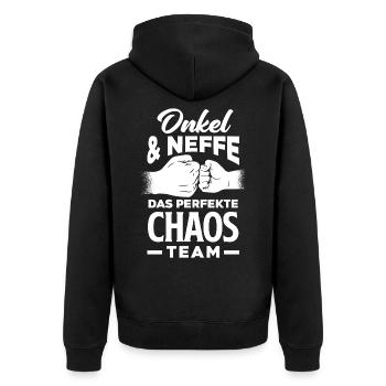 Onkel Und Neffe - Unisex Premium Bio Zip Hoodie - Schwarz - Hinten - Nico (187cm)