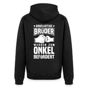 Onkel - Unisex Premium Bio Zip Hoodie - Schwarz - Hinten - Nico (187cm)
