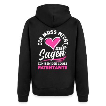 Patentante - Unisex Premium Bio Zip Hoodie - Schwarz - Hinten - Nico (187cm)