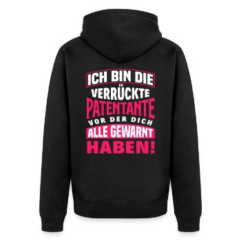 Patentante Taufe Patentanten Geschenk - Unisex Premium Bio Zip Hoodie - Schwarz - Hinten - Nico (187cm)