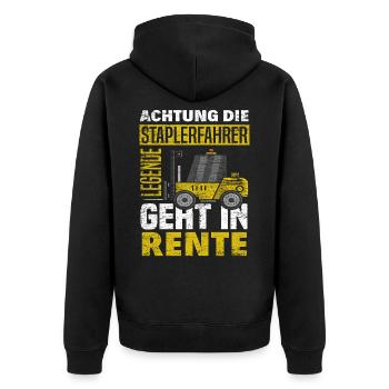 Staplerfahrer Rente - Unisex Premium Bio Zip Hoodie - Schwarz - Hinten - Nico (187cm)