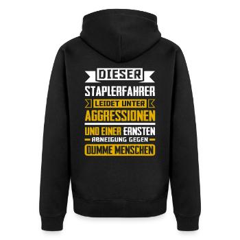 Staplerfahrer Gabelstapler Lagerist - Unisex Premium Bio Zip Hoodie - Schwarz - Hinten - Nico (187cm)