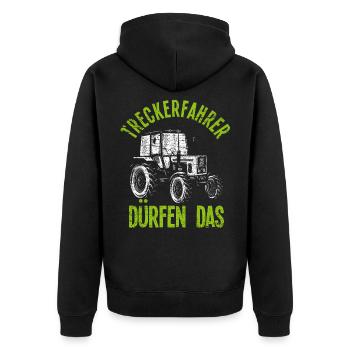 Traktor Treckerfahrer Traktoren Spruch - Unisex Premium Bio Zip Hoodie - Schwarz - Hinten - Nico (187cm)