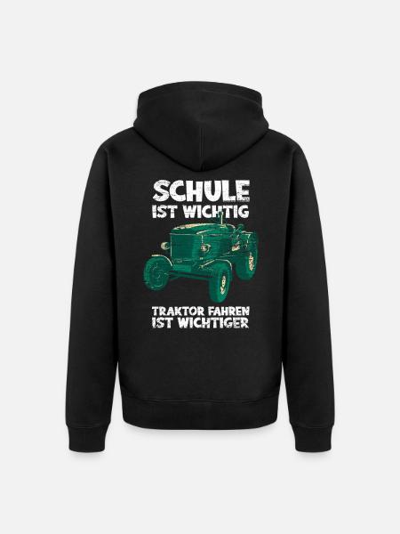 Traktor Schule - Unisex Premium Bio Zip Hoodie - Schwarz