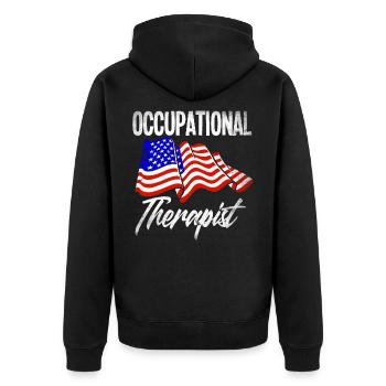 Occupational therapist America Patriot - Unisex Premium Organic Zip Hoodie - black - Back - Nico (187cm)