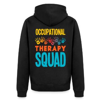 Ergotherapie Spruch Motivation - Unisex Premium Bio Zip Hoodie - Schwarz - Hinten - Nico (187cm)