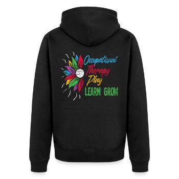 Ergotherapeut Motivation - Unisex Premium Bio Zip Hoodie - Schwarz - Hinten - Nico (187cm)