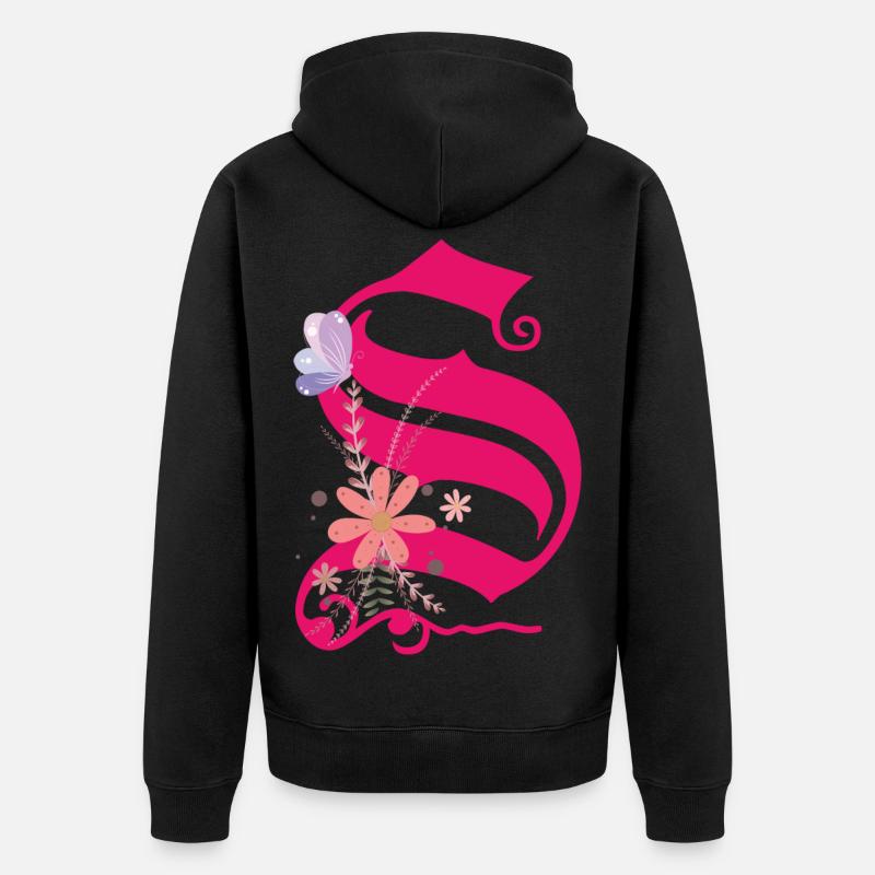 Lettre S - Veste à capuche bio Premium Unisexe - noir