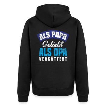 Opa Papa Bester Opa - Unisex Premium Bio Zip Hoodie - Schwarz - Hinten - Nico (187cm)