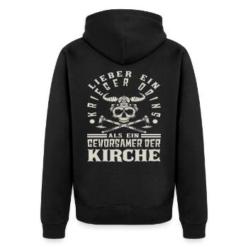 Wikinger - Unisex Premium Bio Zip Hoodie - Schwarz - Hinten - Nico (187cm)