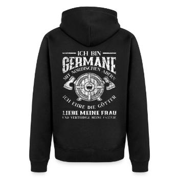 Wikinger Familie Nordische Mythologie - Unisex Premium Bio Zip Hoodie - Schwarz - Hinten - Nico (187cm)