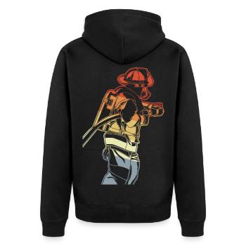 Feuerwehrmann - Unisex Premium Bio Zip Hoodie - Schwarz - Hinten - Nico (187cm)