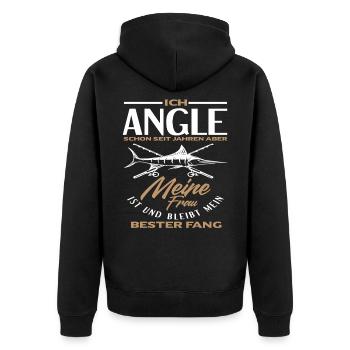 Angeln Ehe Frau Liebe - Unisex Premium Bio Zip Hoodie - Schwarz - Hinten - Nico (187cm)