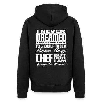 Cook Cook Chef Chef - Unisex Premium Organic Zip Hoodie - black - Back - Nico (187cm)