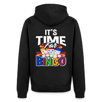 Bingo - Unisex Premium Bio Zip Hoodie - Schwarz - Hinten - Nico (187cm)