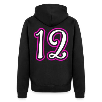 12 Number number - Unisex Premium Organic Zip Hoodie - black - Back - Nico (187cm)