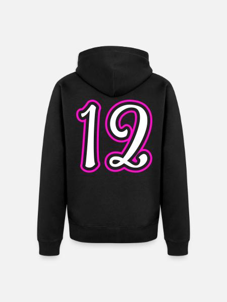 12 Number number - Unisex Premium Organic Zip Hoodie - black