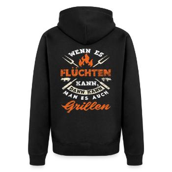 Grillen Spruch Grill Griller - Unisex Premium Bio Zip Hoodie - Schwarz - Hinten - Nico (187cm)
