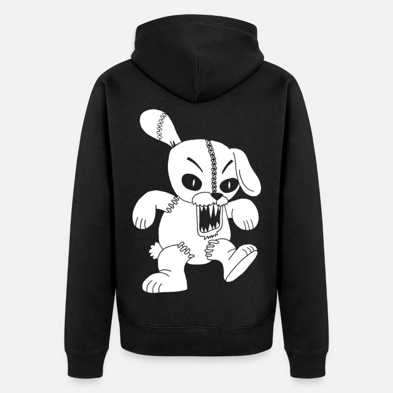 Lapin blanc monstrueux - Veste à capuche bio Premium Unisexe - noir