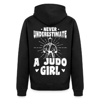 Female judoka - Unisex Premium Organic Zip Hoodie - black - Back - Nico (187cm)